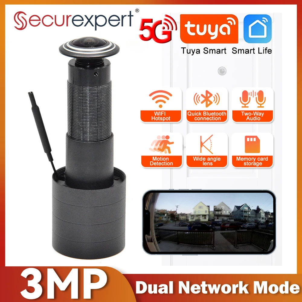 Home Security Front Door Camera - 3MP HD 2.4G/5G WiFi Door Viewer