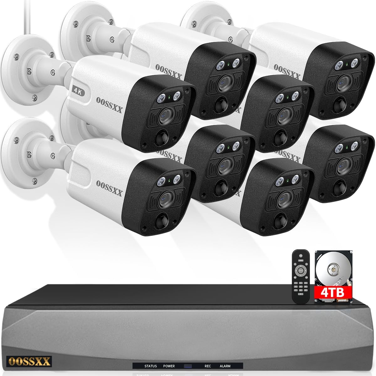 Home Security No Monthly Fee - OOSSXX 4K POE Wired Home Security