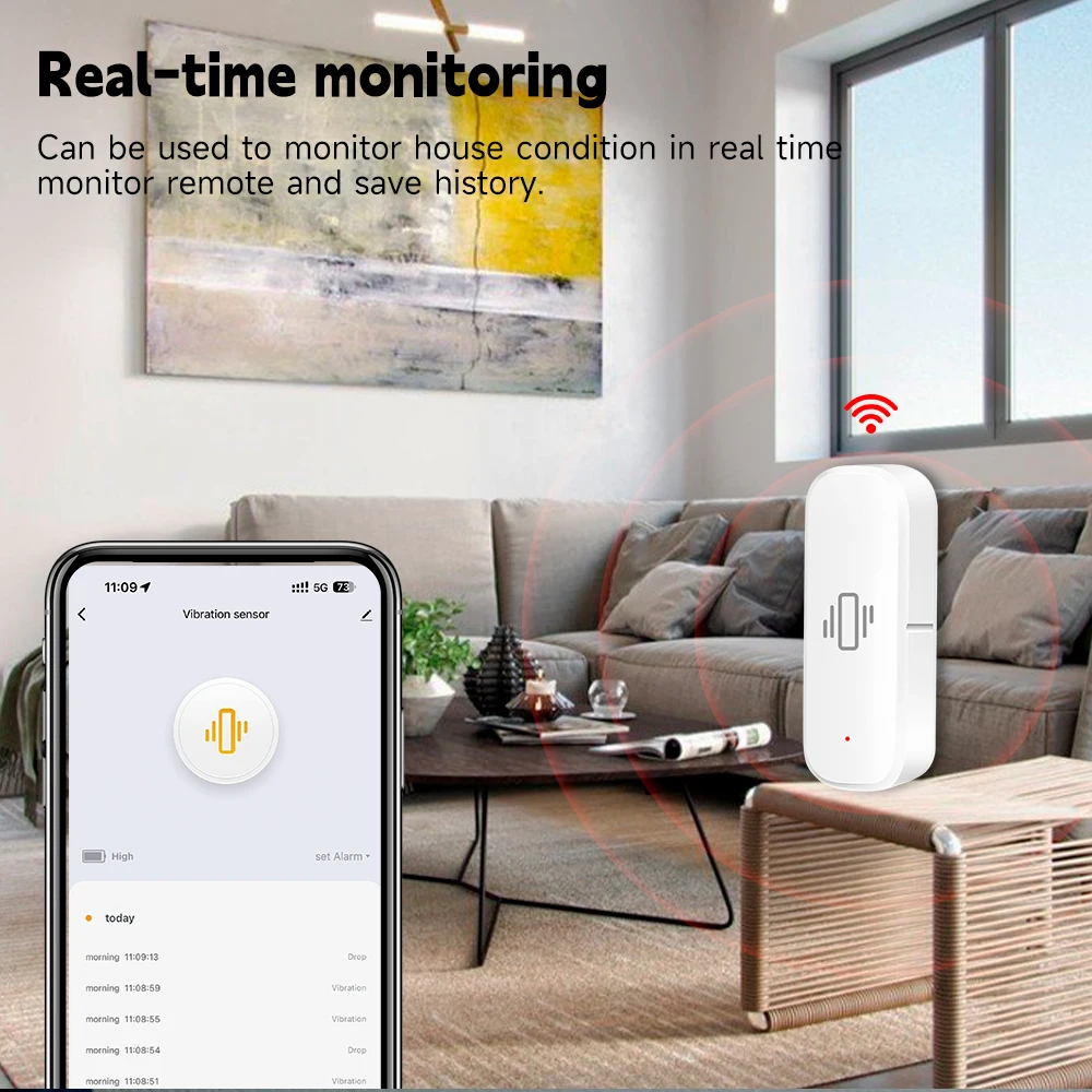 WiFi/Zigbee Smart Vibration Se - Home Security With Alarm ulasan dan harga