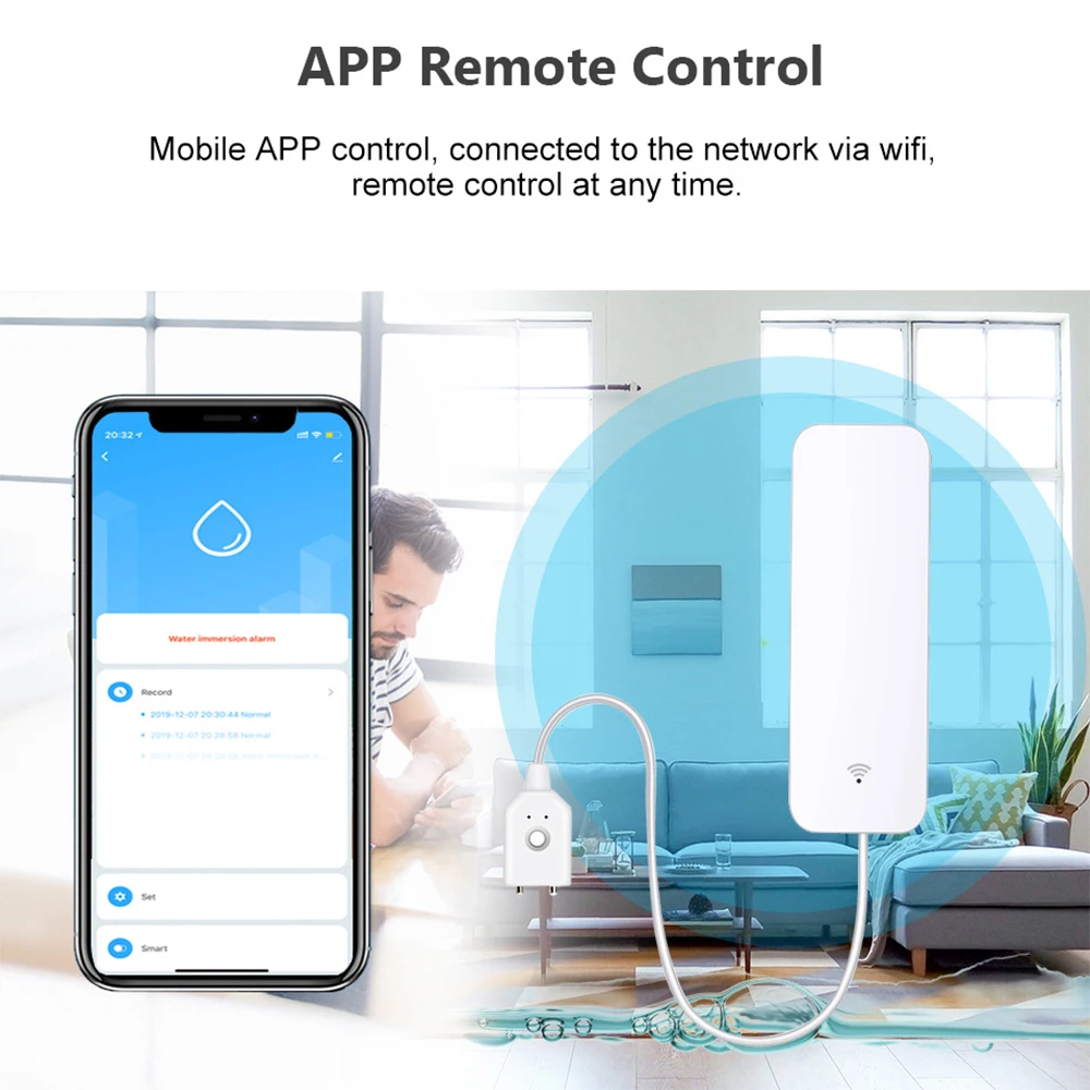 Tuya WiFi Zigbee Water Sensor  - Home Security Technology ulasan dan harga