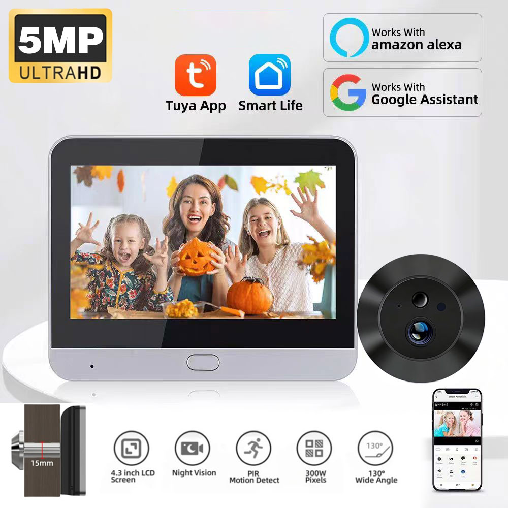 WiFi 2.4Ghz 5MP Tuya Smart Lif - Home Security Front Door Camera ulasan dan harga