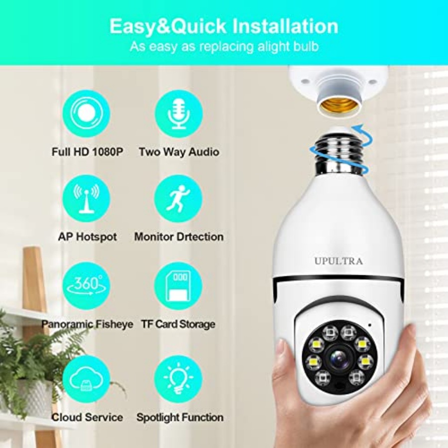 Light Bulb 1080P Security Wire - Home Security With Alarm ulasan dan harga