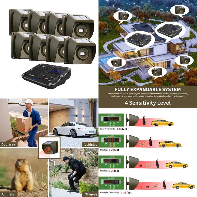 Outdoor Solar - Powered Wirele - Home Security With Alarm ulasan dan harga