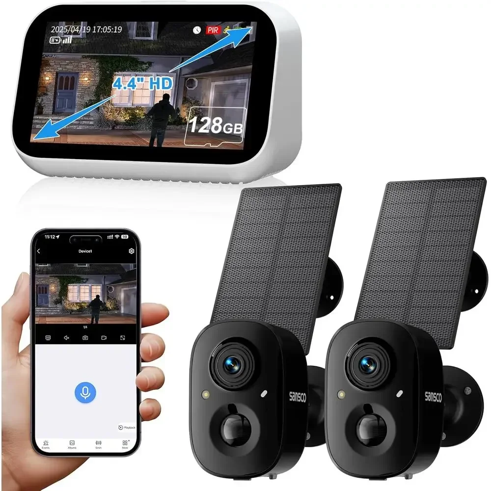 2K Solar Security Cameras Wire - Home Security No Monthly Fee ulasan dan harga
