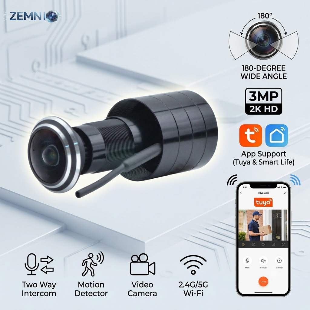 180° 3MP 2K Peephole Camera,5G - Home Security Front Door Camera ulasan dan harga